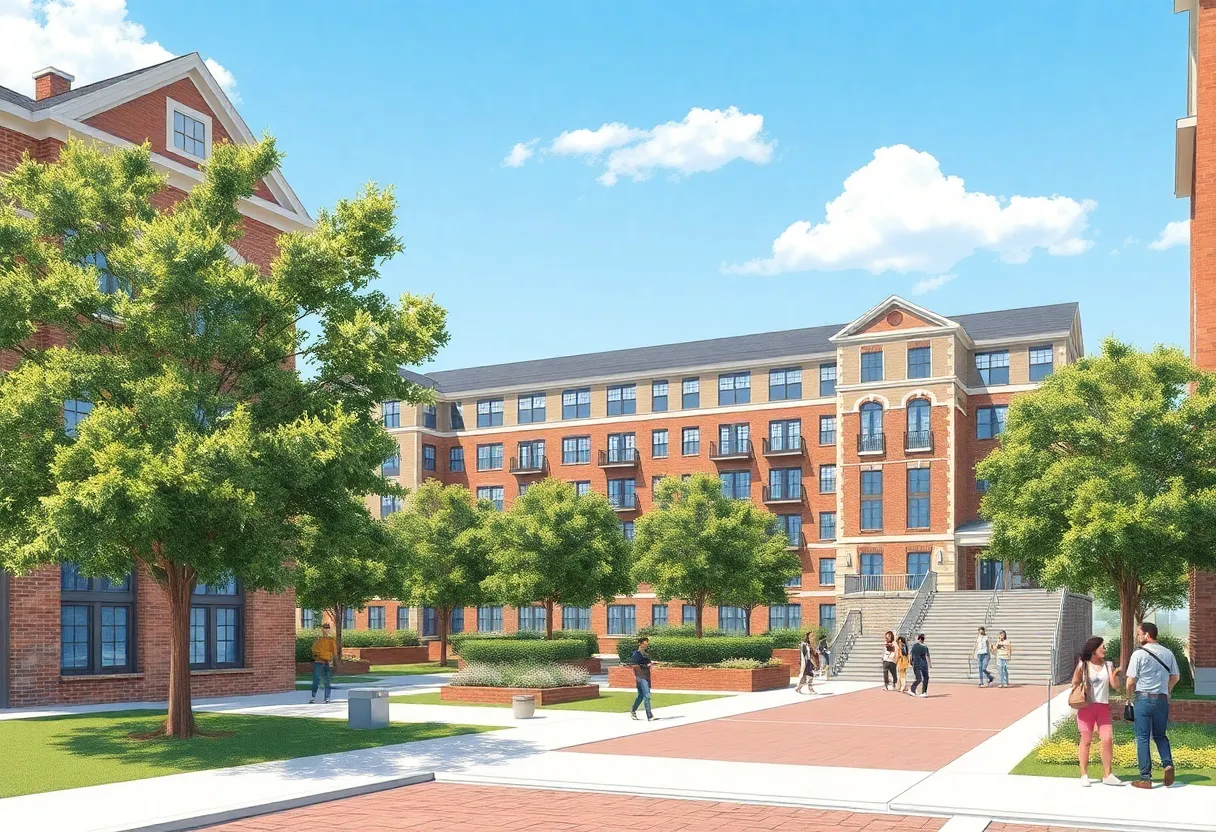 Artist's rendering of the new student housing complex at College of Charleston