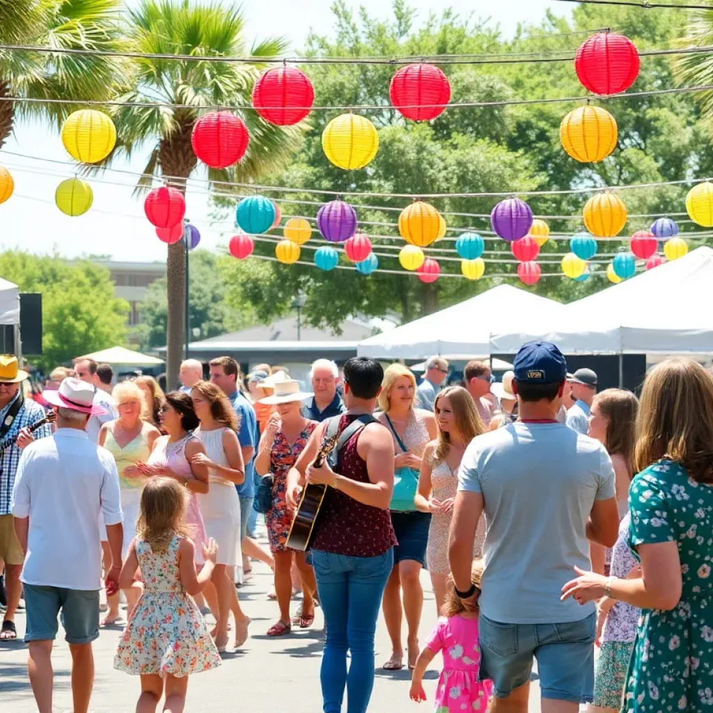 Vibrant festival scene in Charleston featuring various summer events