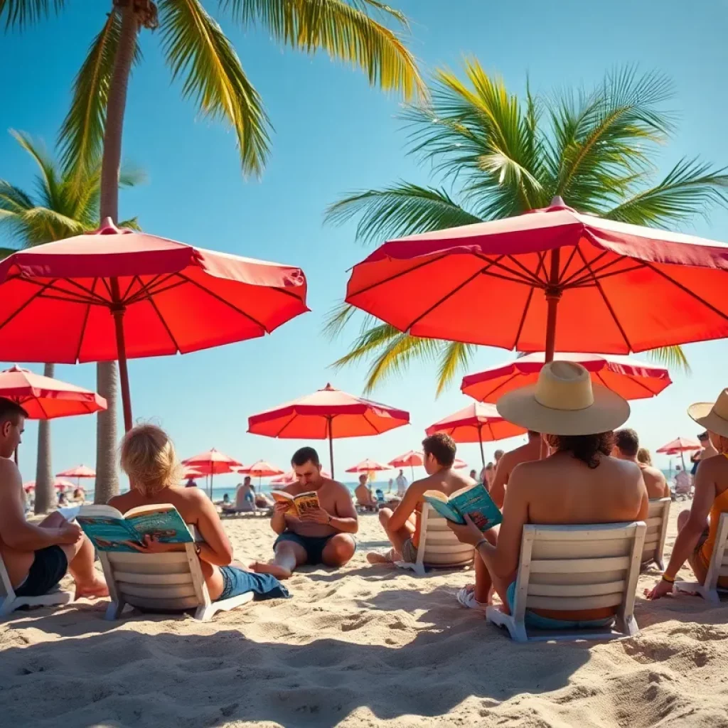People reading books at the beach in Charleston