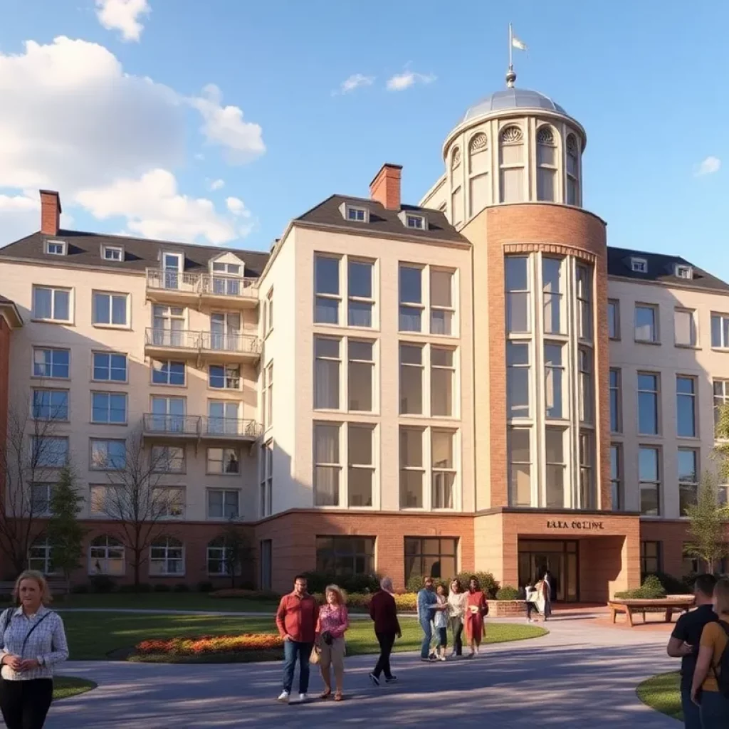 Architectural rendering of Coming Street Commons dormitory at College of Charleston