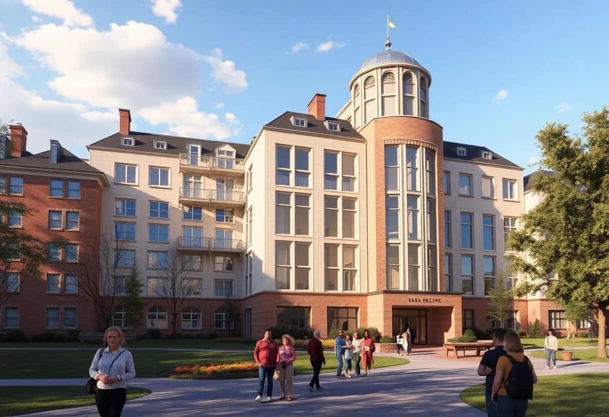 Architectural rendering of Coming Street Commons dormitory at College of Charleston