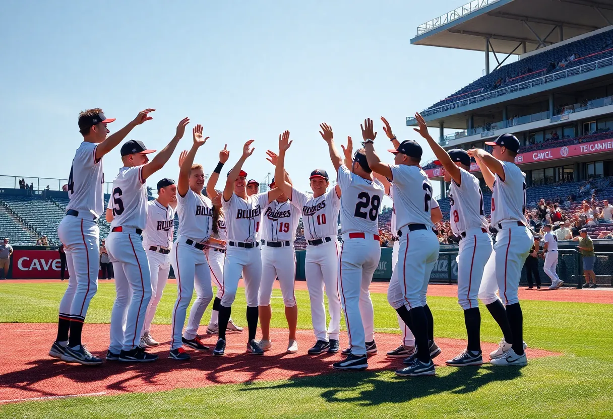 College of Charleston baseball team celebrating after a win
