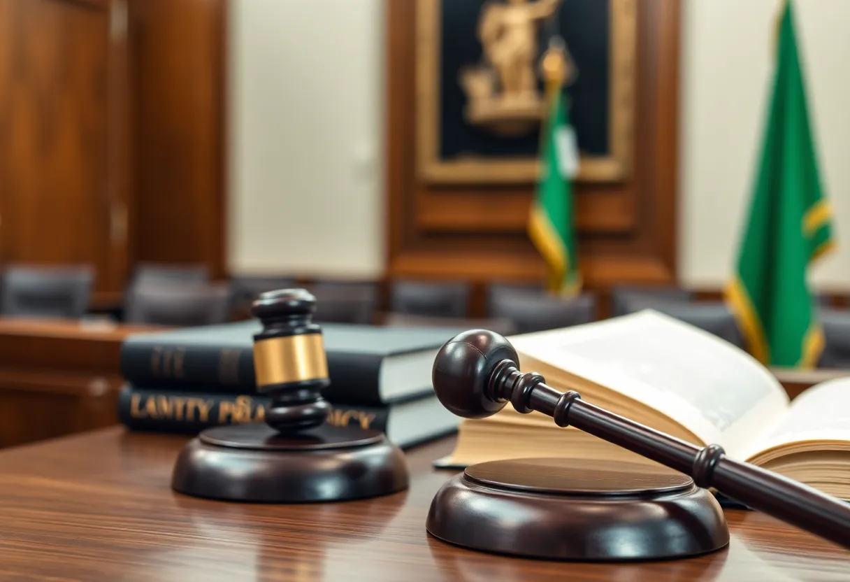 Courtroom scene representing legal matters and justice