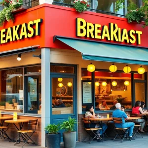 Eggs Up Grill restaurant in James Island with outdoor seating.