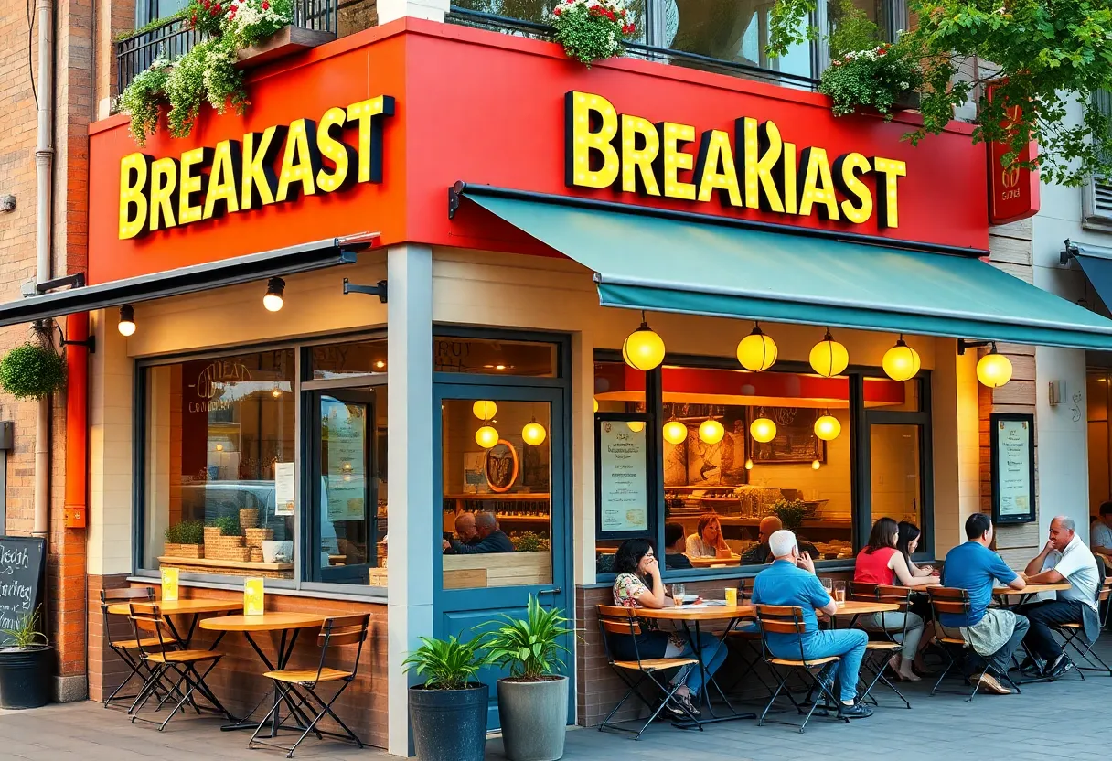 Eggs Up Grill restaurant in James Island with outdoor seating.