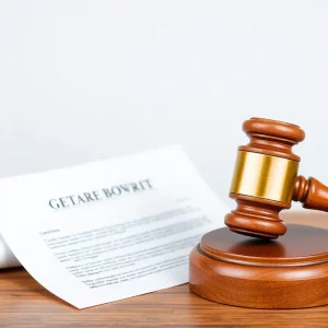 Abstract depiction of legal reform with gavel and document