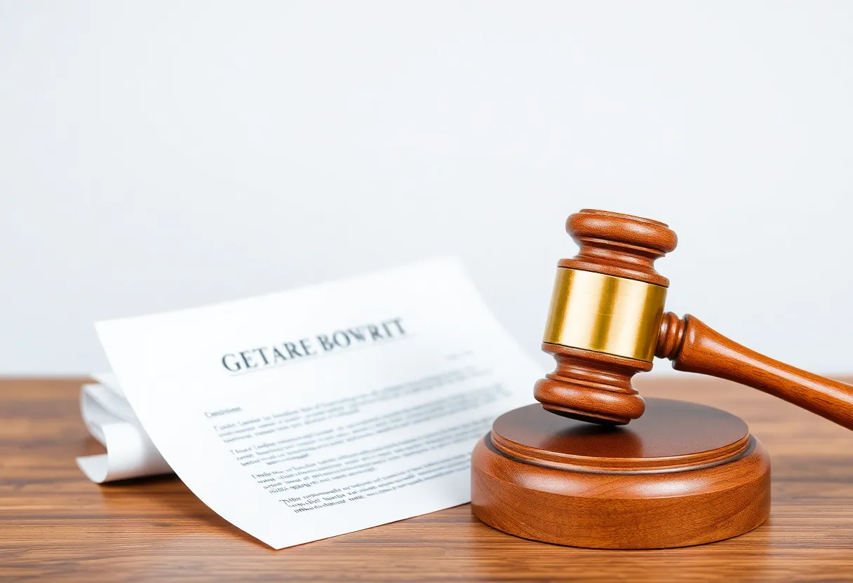 Abstract depiction of legal reform with gavel and document