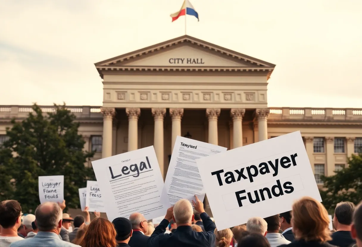 A city hall building representing government accountability with paperwork around it.