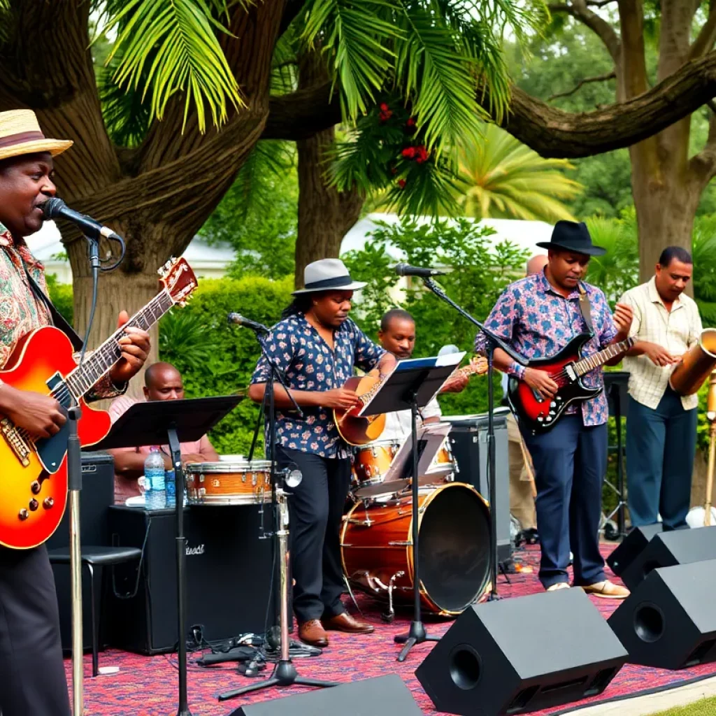 Musicians performing at the Gullah Roots concert featuring jazz and Gullah music elements.