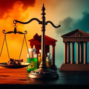 Illustration representing the Illinois toxic tort bill and corporate legal liability.