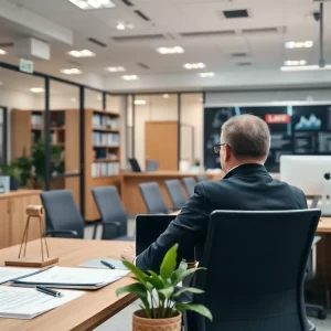 Innovative law office depicting legal compliance and technology