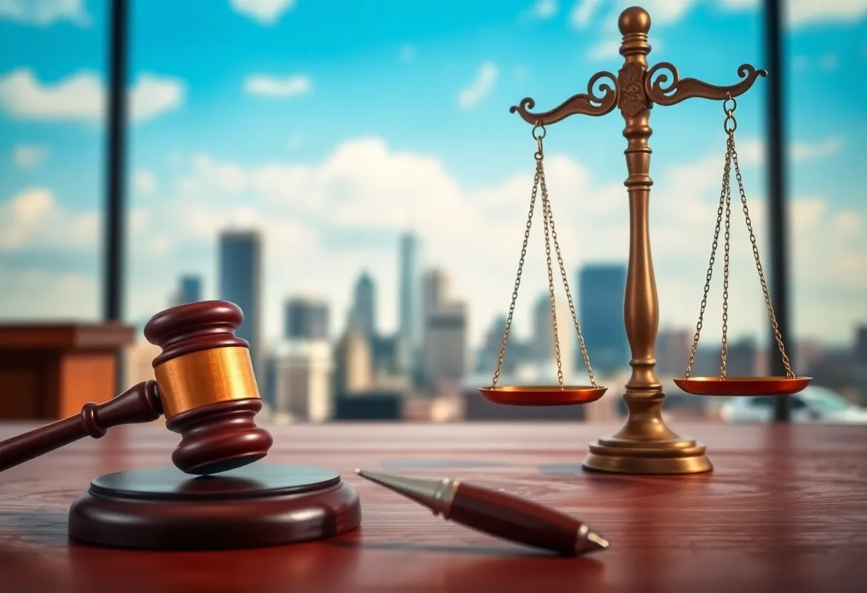 Representation of justice in a courtroom setting