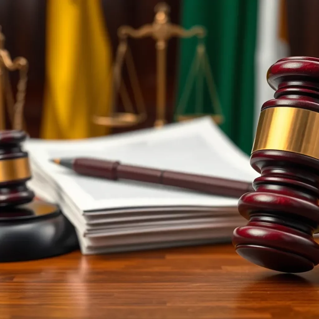 A courtroom symbolizing legal victory for mesothelioma victims