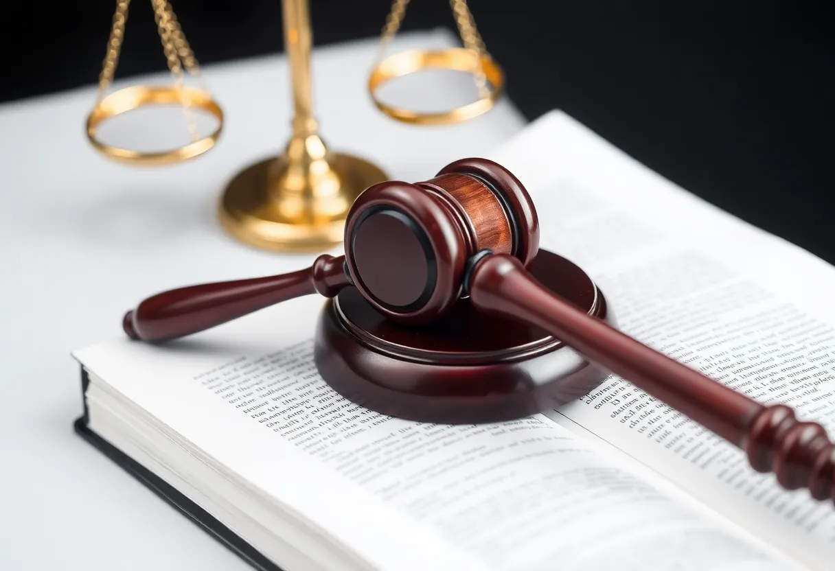 A gavel and law book representing the judicial system