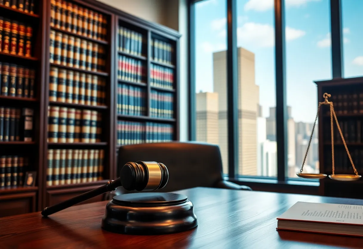 Interior of a law office symbolizing justice and legal affairs