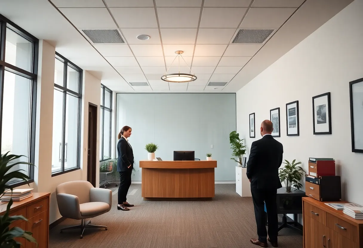 Reception area of 1Georgia Injury Lawyers' new office in Augusta, GA