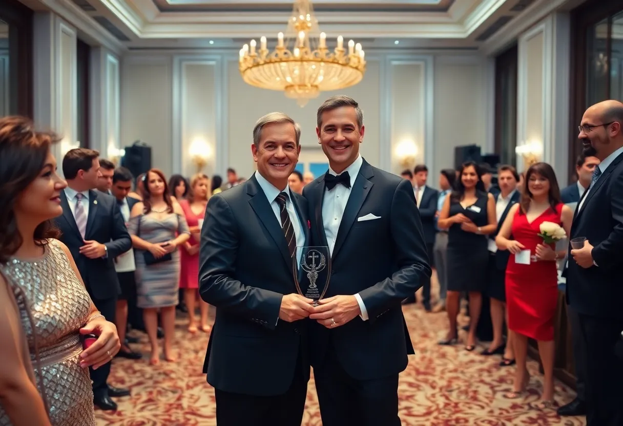 Ceremony honoring a lawyer with a prestigious award