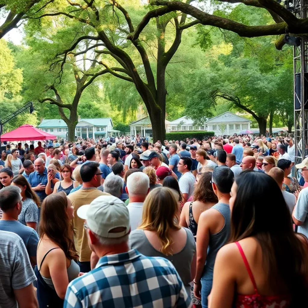 Crowd enjoying a concert in Charleston under a summer sky.