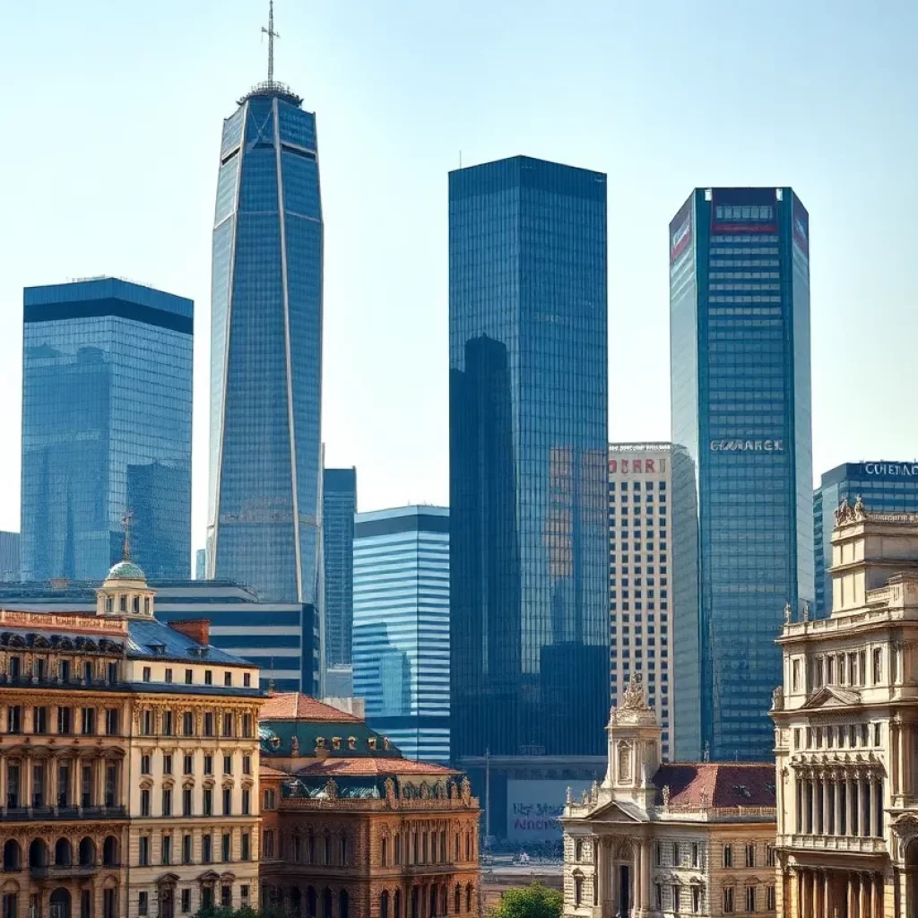 Cityscape of Milan with modern financial buildings
