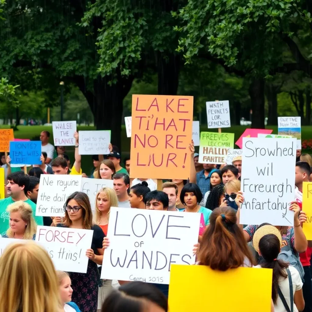 Crowd of protesters at No Kings protests in Charleston