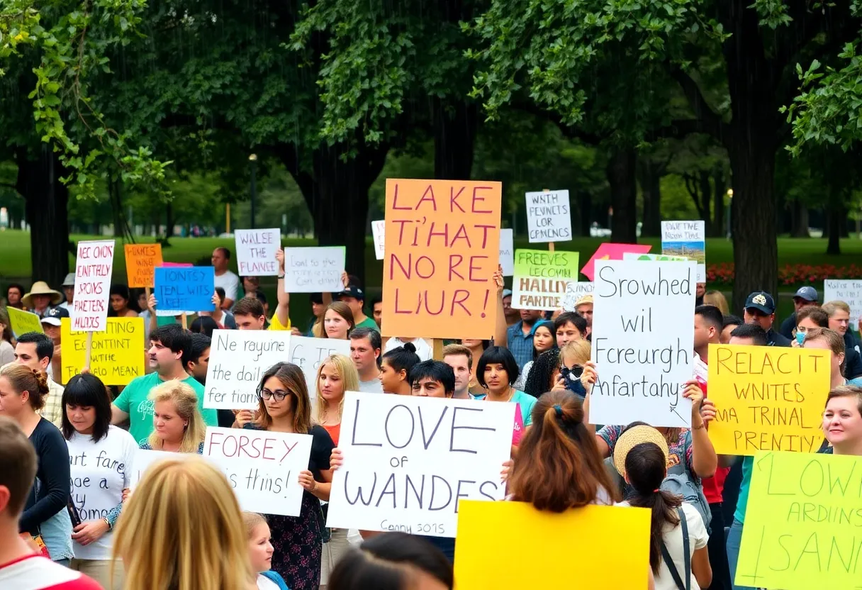 Crowd of protesters at No Kings protests in Charleston