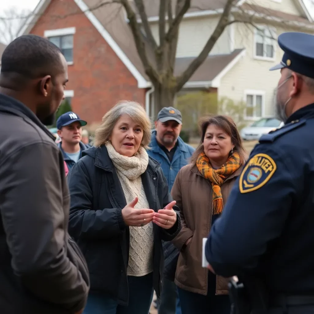 Residents and police discussing safety in North Charleston