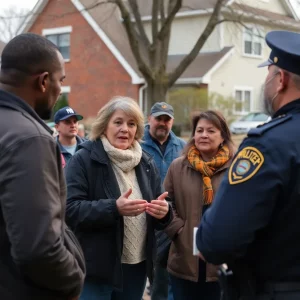 Residents and police discussing safety in North Charleston
