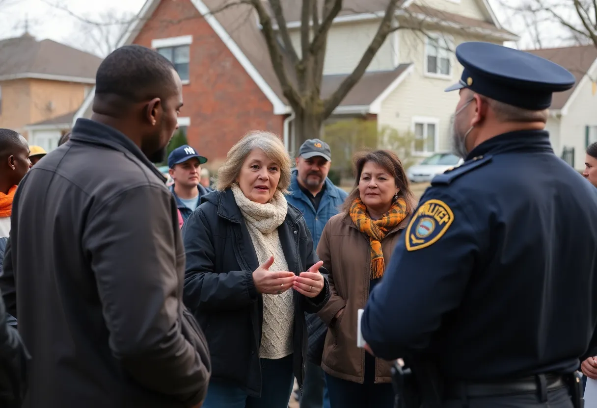 Residents and police discussing safety in North Charleston