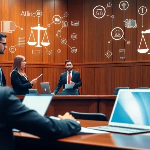 Lawyers discussing personal injury law challenges in a courtroom