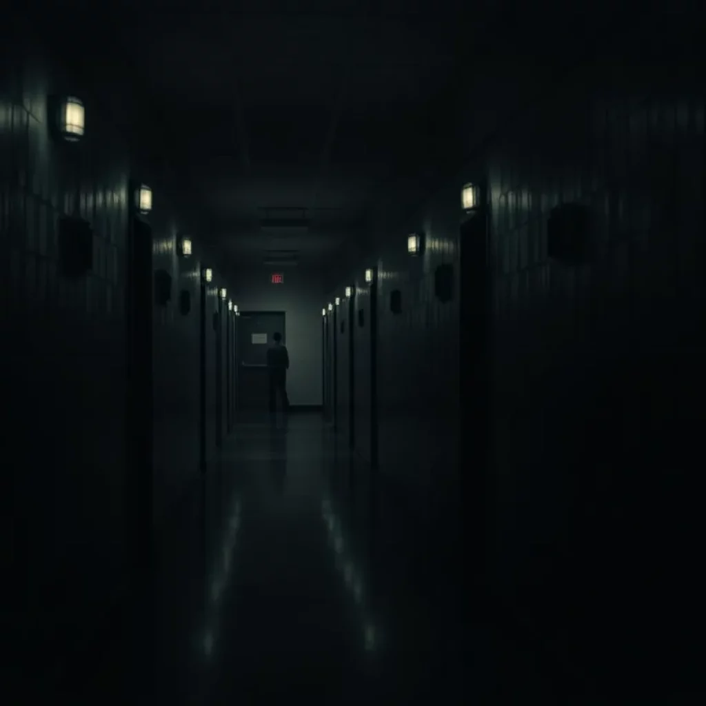 Corridor in a prison symbolizing legal struggles and health concerns