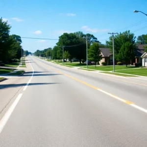 Neighborhood road promoting safe driving awareness.