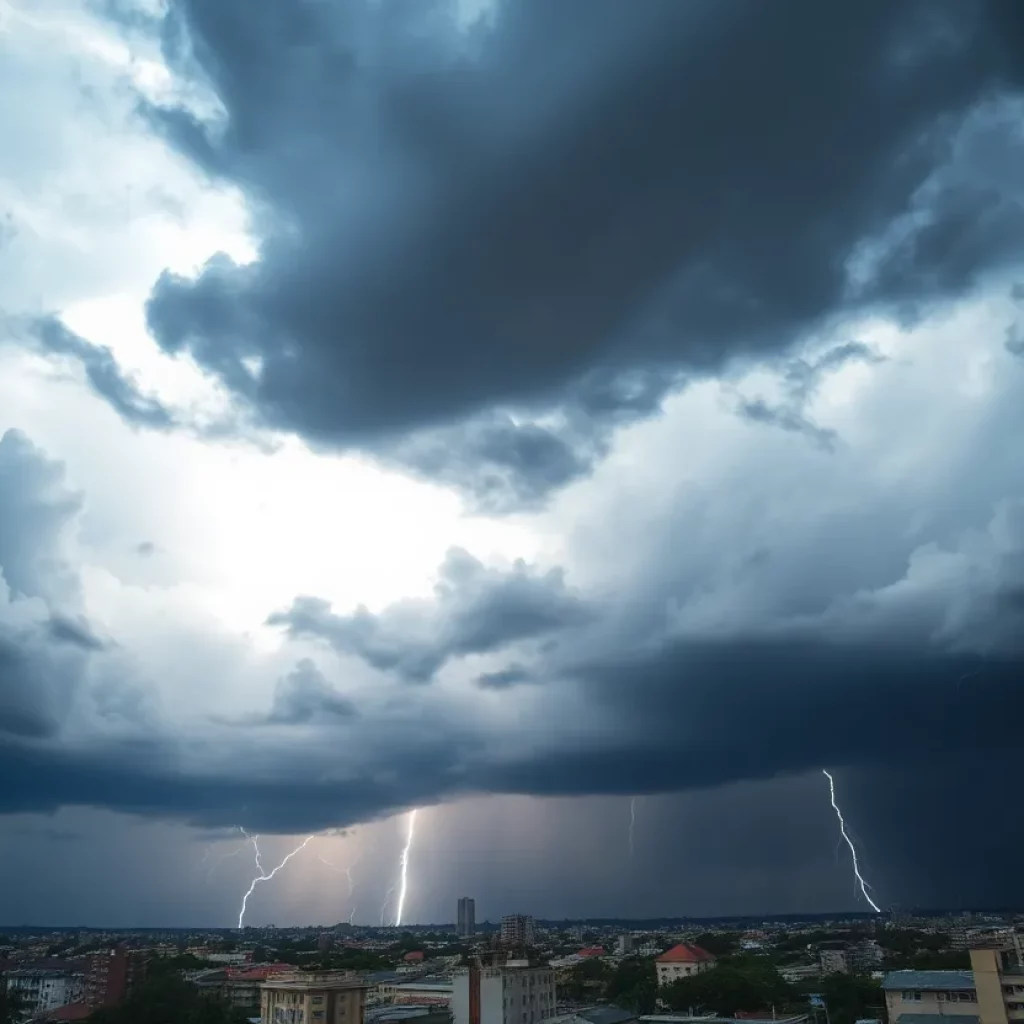 Dramatic sky with dark storm clouds over Charleston