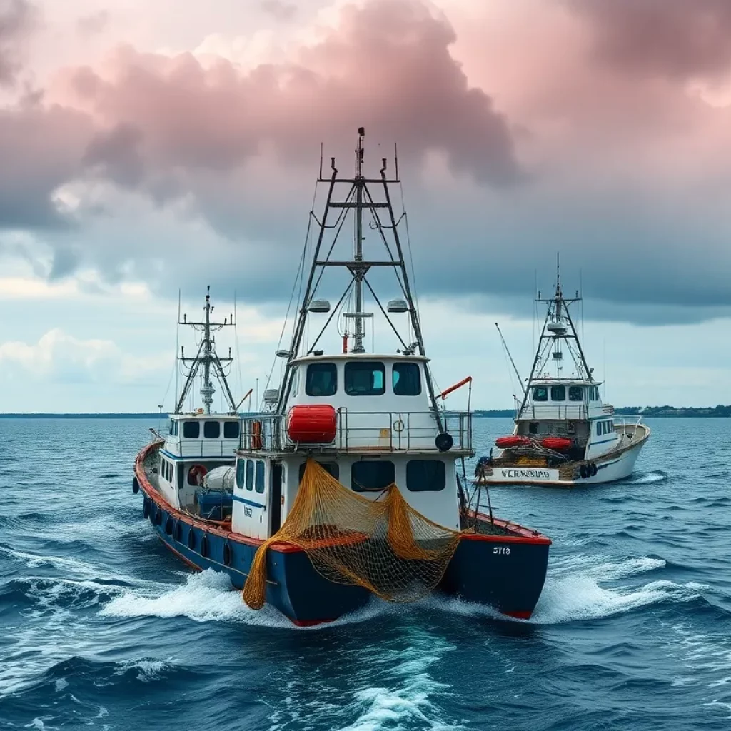 Shrimp trawlers at sea facing challenges