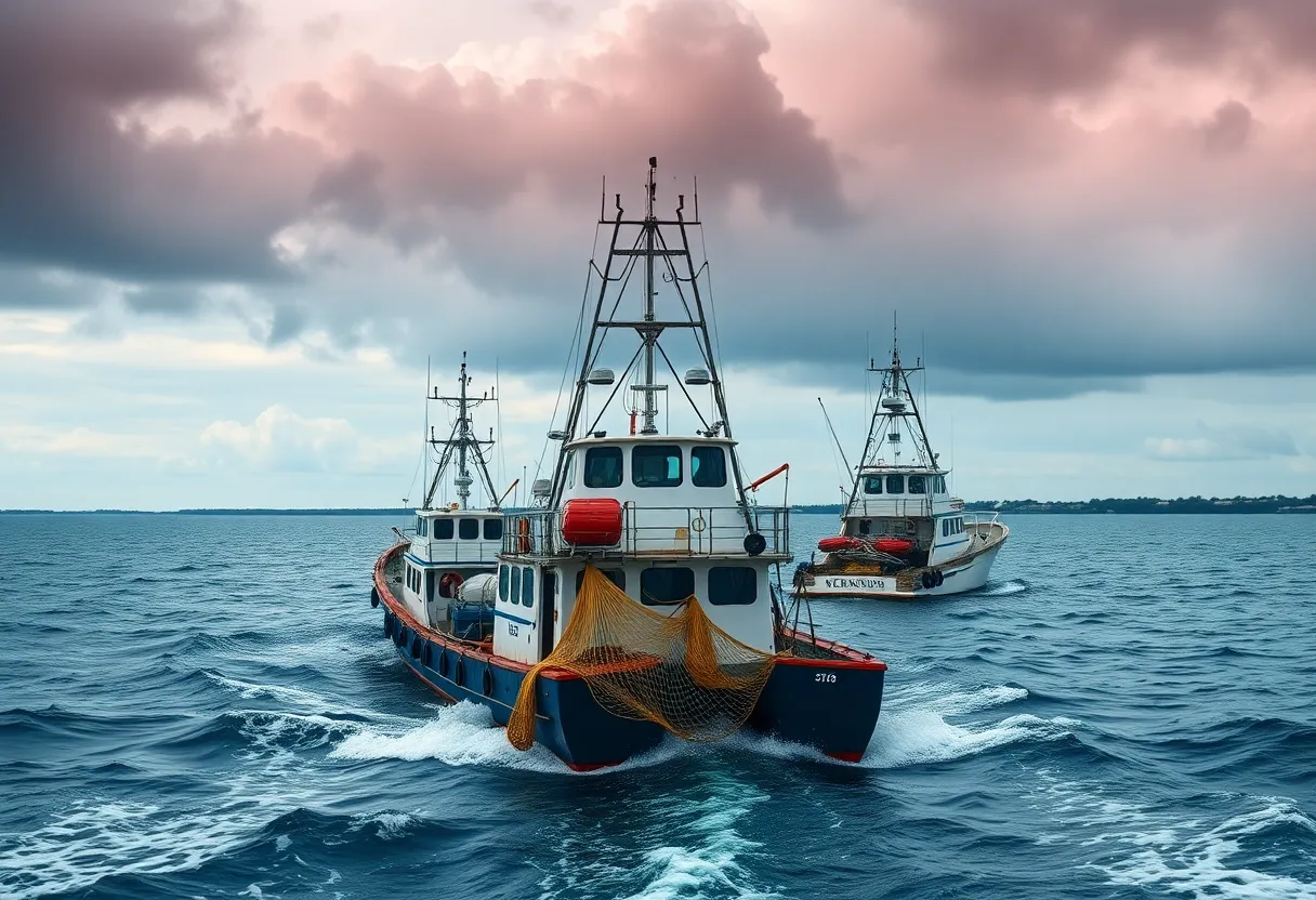 Shrimp trawlers at sea facing challenges