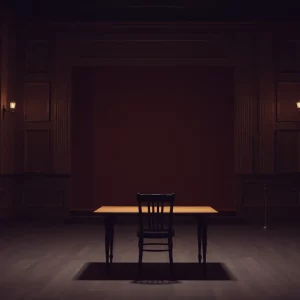 A minimalistic stage set for a theater performance