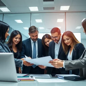 Diverse lawyers working together in a law office on trade compliance