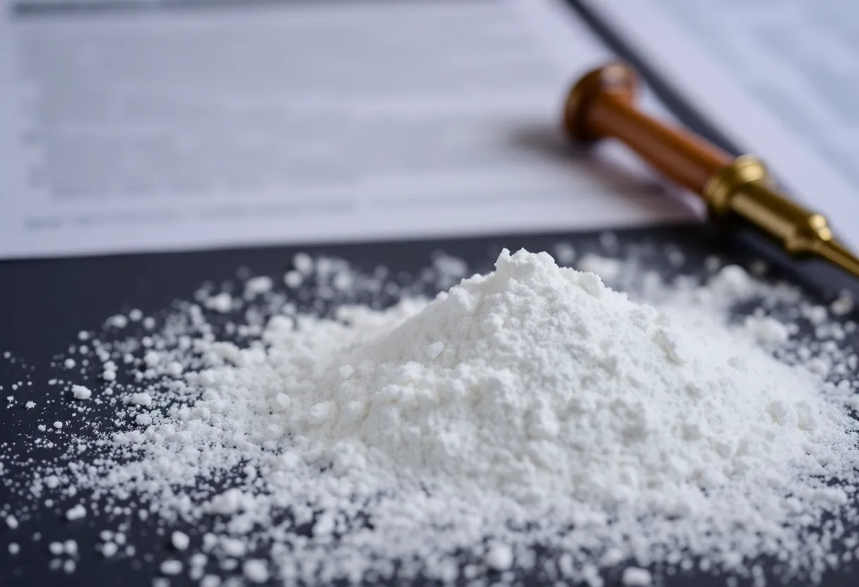 Talc powder amid legal documents regarding cancer research