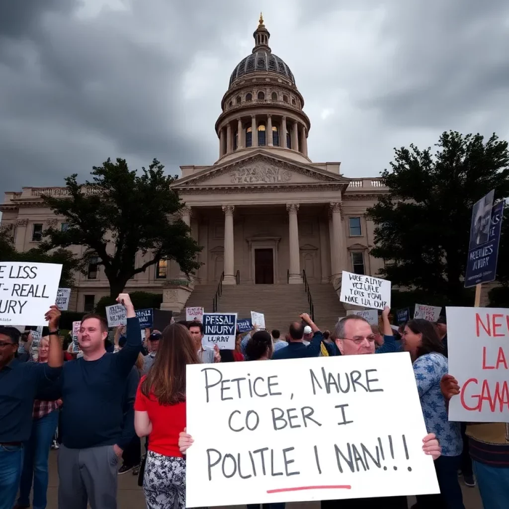 Protests outside the Texas Capitol for personal injury reform legislation