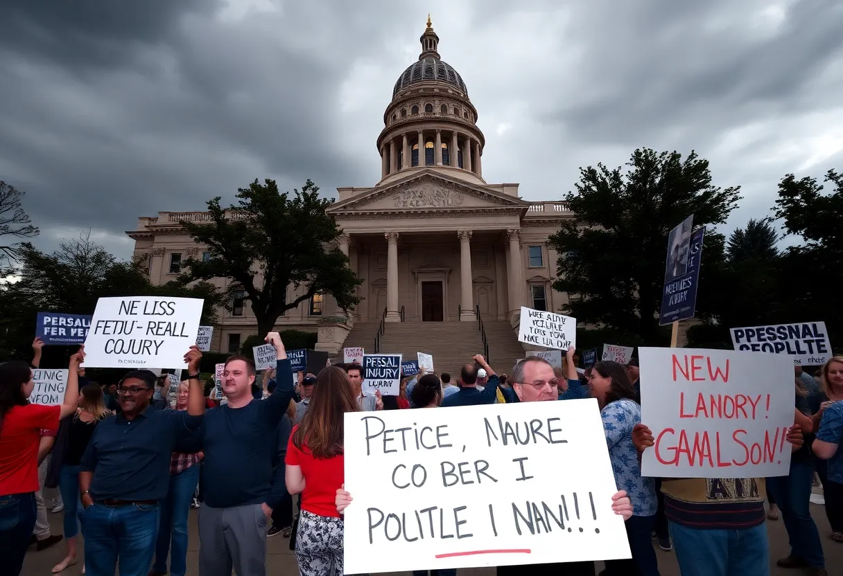 Protests outside the Texas Capitol for personal injury reform legislation