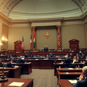 Lawmakers debating in the Texas Senate chamber on personal injury reform.