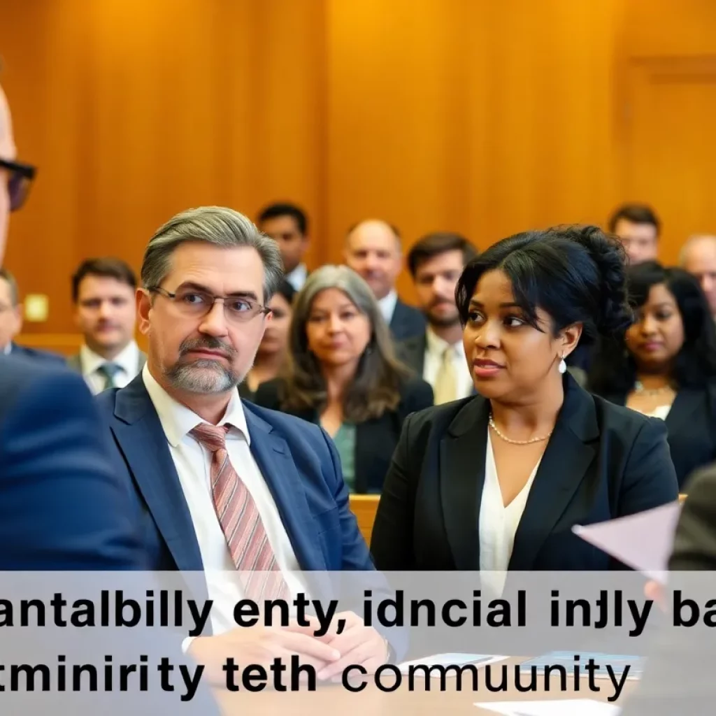 Lawyers discussing personal injury cases in a courtroom