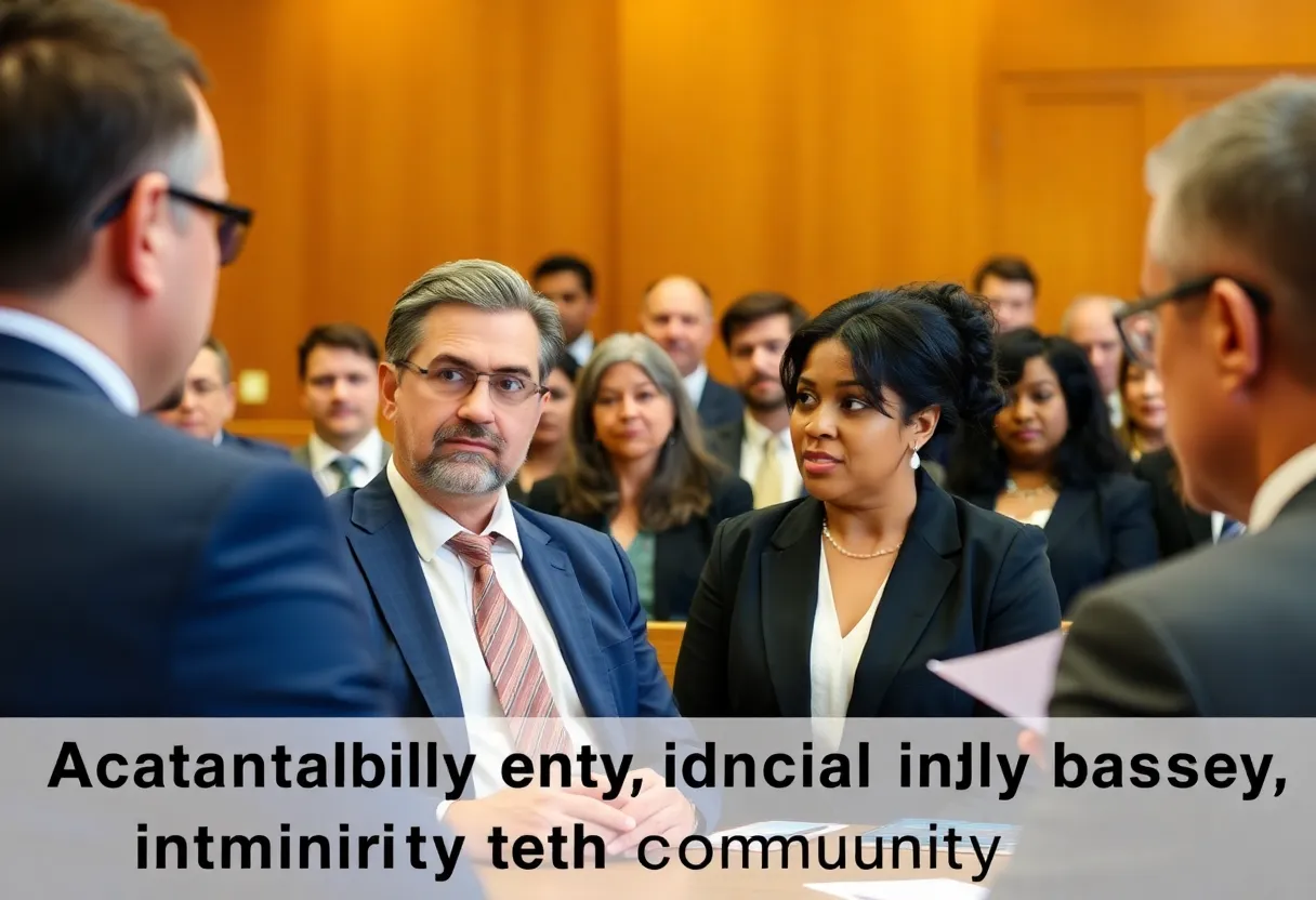 Lawyers discussing personal injury cases in a courtroom