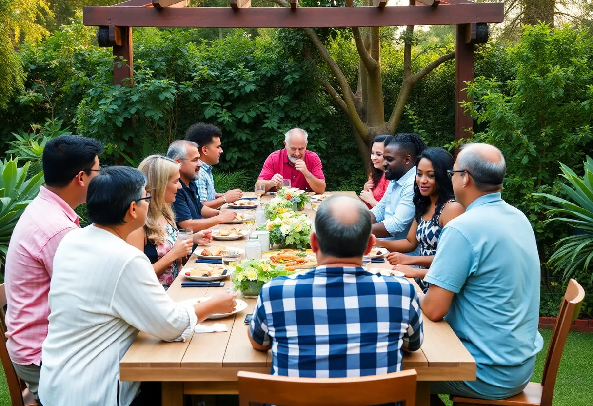 A communal dining experience celebrating diversity and unity.