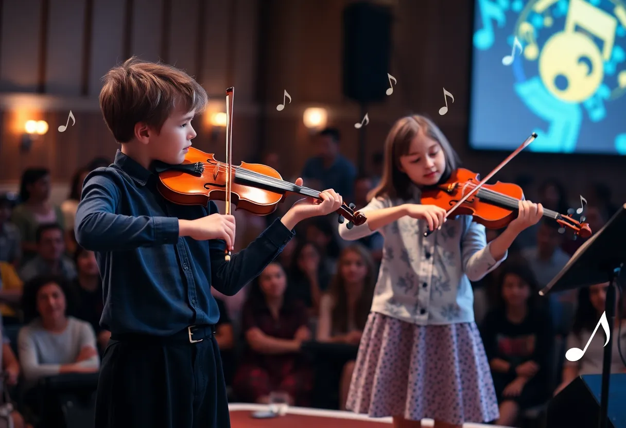 Julia Rhyne and William Railey performing on stage at the Piccolo Spoleto Young Artists’ Series.