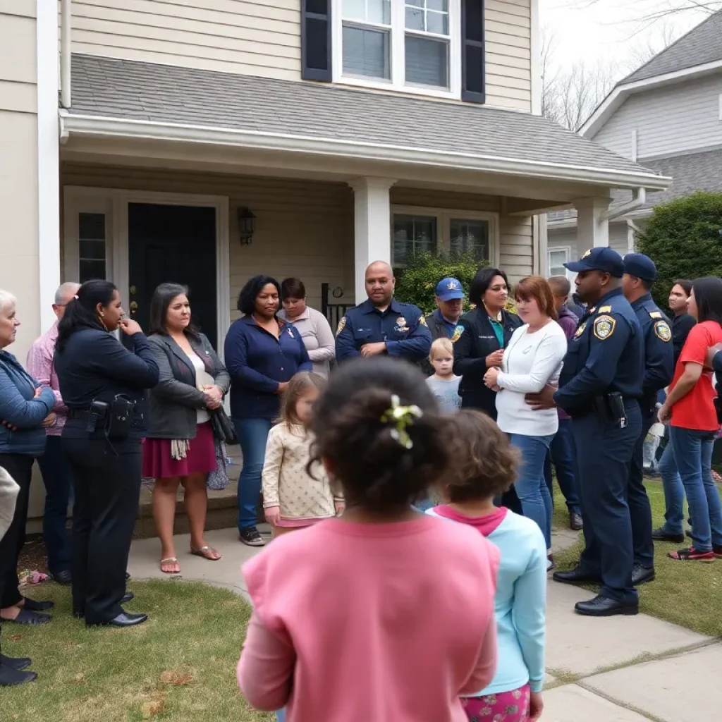 Community members and police responding to a child safety concern in North Charleston