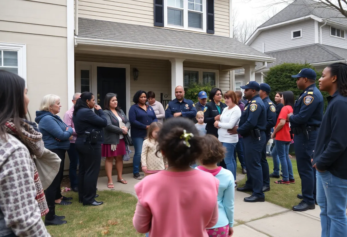 Community members and police responding to a child safety concern in North Charleston
