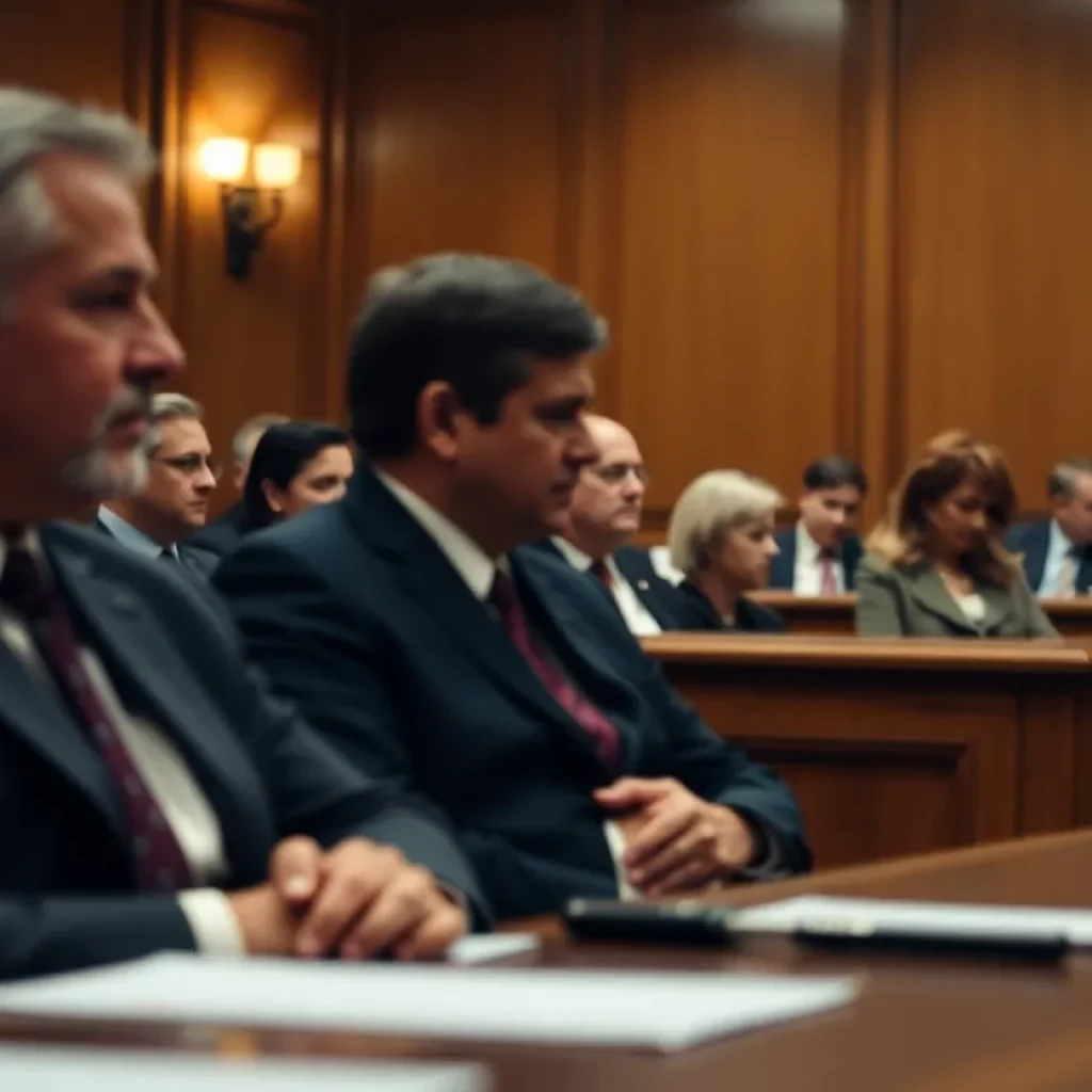 Courtroom scene during jury deliberation