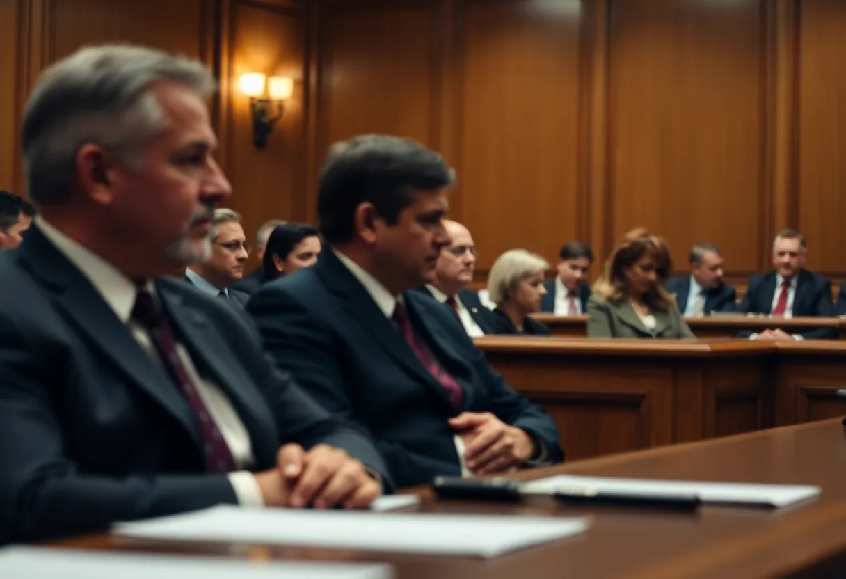 Courtroom scene during jury deliberation