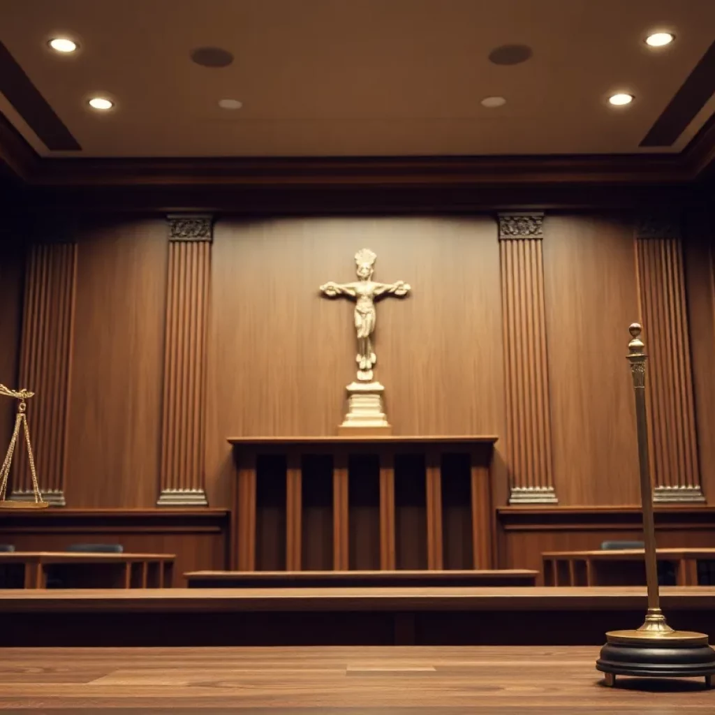 Abstract representation of a courtroom symbolizing negligence and justice
