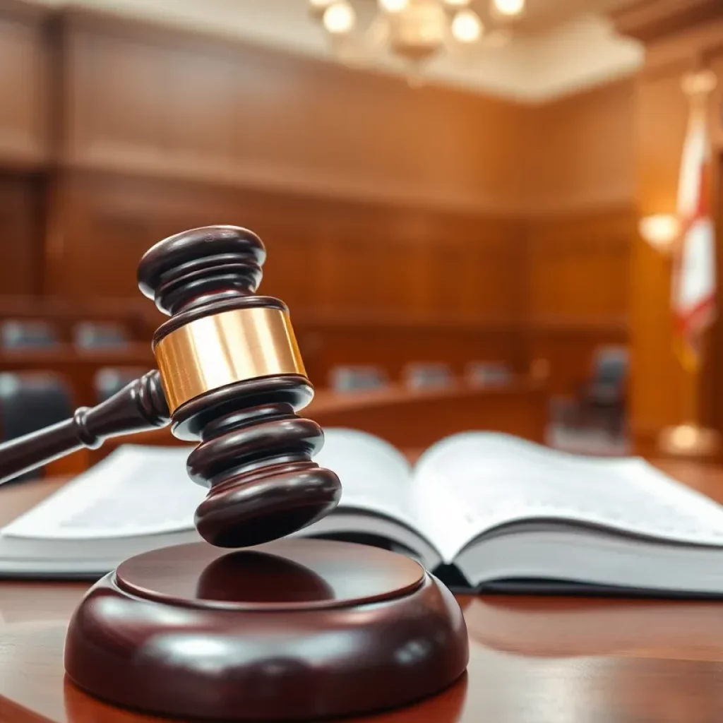 Courtroom with gavel and legal books representing personal injury law